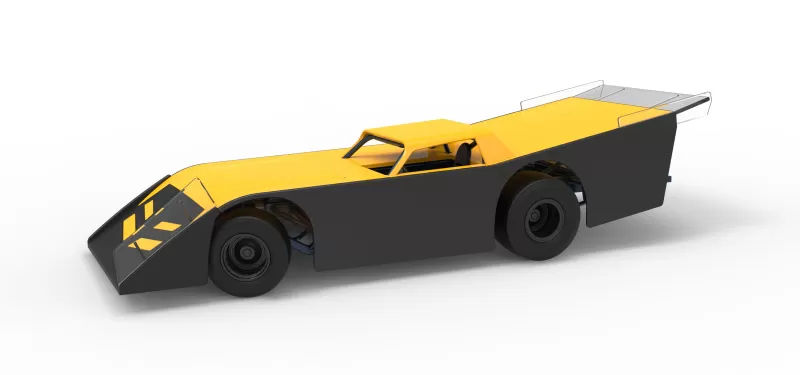 Vintage Dirt late model Race car V5 while turning Scale 1:25 - Model preview 1