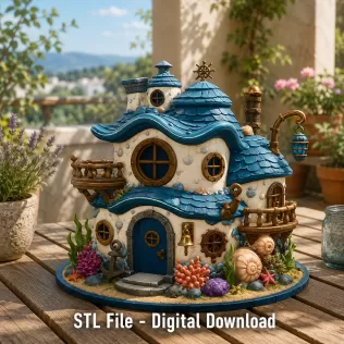 Seaside Fantasy Cottage STL File for 3D Print - Model thumbnail 3