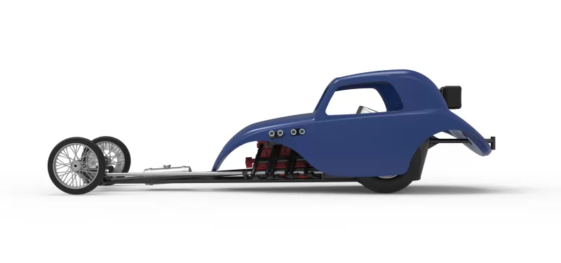 Front engine old school dragster with shell V13 Scale 1:25 - Model preview 9