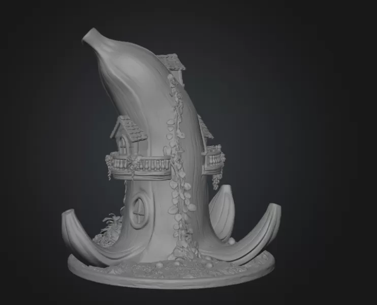 Banana Fantasy House STL File for 3D Printing - Model preview 10
