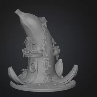 Banana Fantasy House STL File for 3D Printing - Model thumbnail 10
