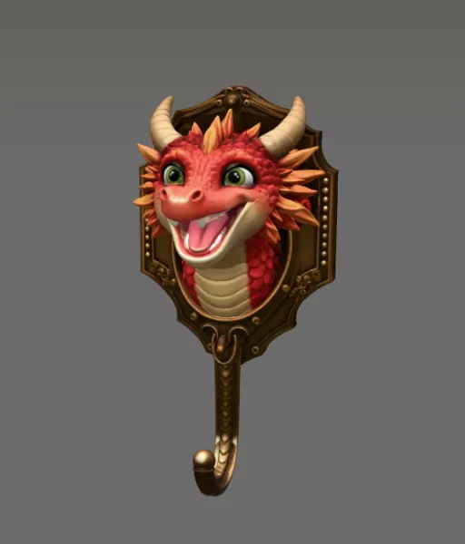 Dragon Wall Hook STL File for 3D Printing - Model preview 3