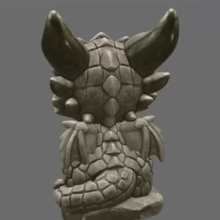 Baby Stone Dragon STL File 3D Printable Fantasy Dragon Figurine - Model thumbnail 5