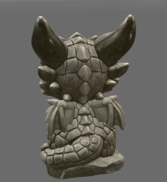 Baby Stone Dragon STL File 3D Printable Fantasy Dragon Figurine - Model preview 5