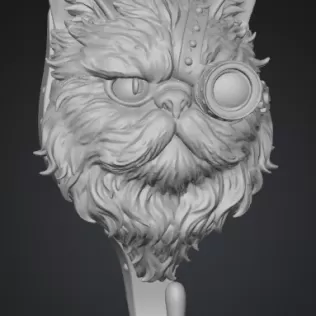 Steampunk Persian Cat Wall Hook – Highly Detailed - Model thumbnail 2