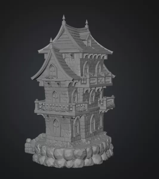 Fantasy Medieval House STL for 3D Printing - Model preview 11