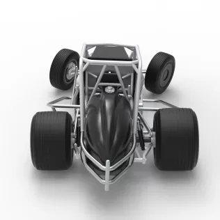 Vintage Dirt Silver Crown Car while turning Scale 1:25 - Model thumbnail 17