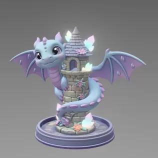 Tower Dragon Key or Jewelry Holder STL File for 3D Print - Model thumbnail 5