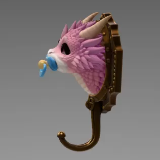 Baby Dragon Wall Hook STL File for 3D Printing - Model thumbnail 4