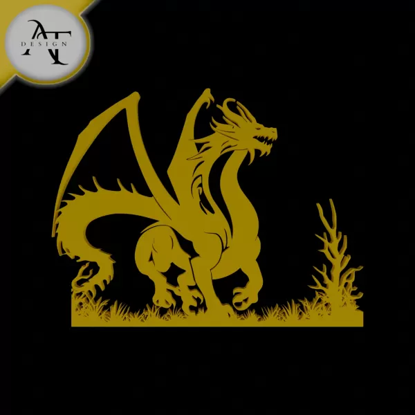 Dragon - Silhouette - 2D Wall Art Decor - Model preview 1