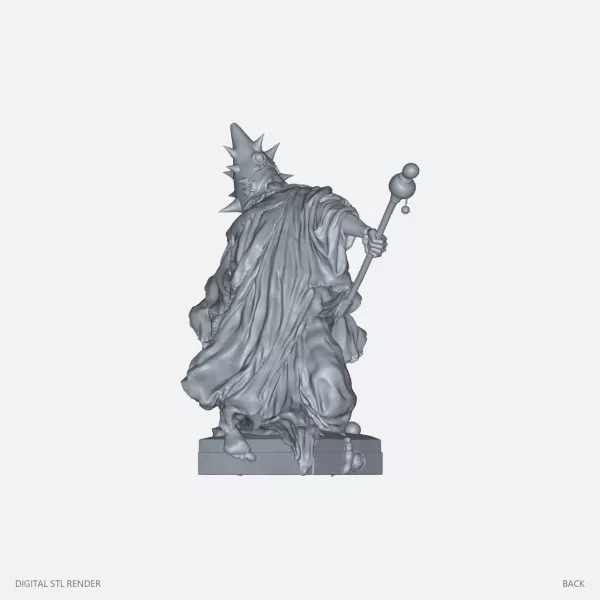 Spiked Crown Sorcerer Figurine - 100 mm STL - Model preview 4
