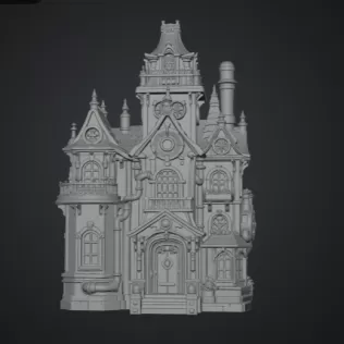 Whimsical Steampunk Manor STL File for 3D Print - Model thumbnail 7