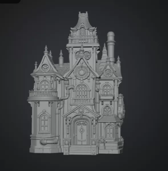 Whimsical Steampunk Manor STL File for 3D Print - Model preview 7