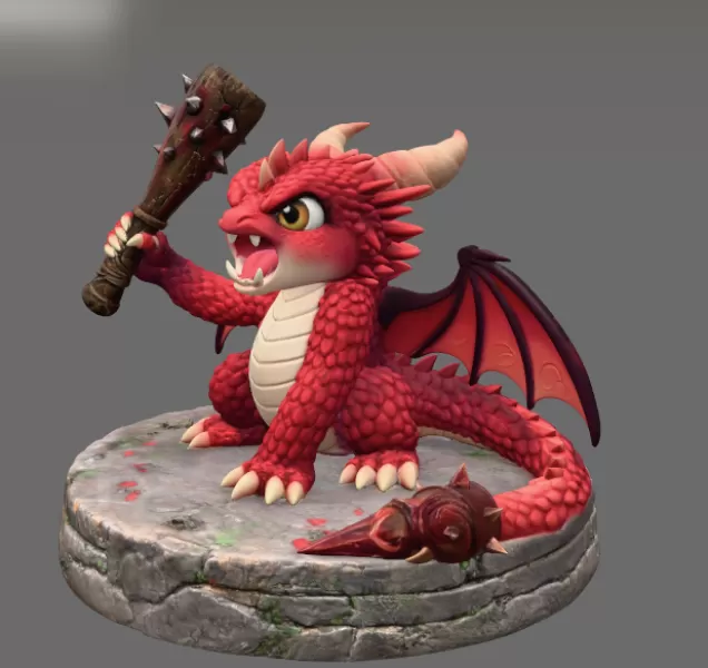 Angry Warrior Dragon STL File for 3D Printing - Model preview 4