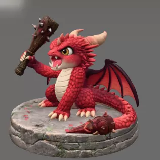 Angry Warrior Dragon STL File for 3D Printing - Model thumbnail 4