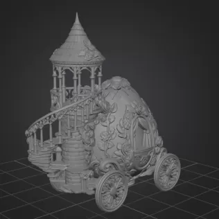 Floral Fantasy Egg Tower Carriage – STL File 3D Printable - Model thumbnail 8