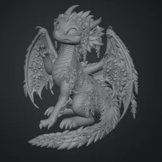 Wisteria Blossom Dragon STL File for 3D Print - Model thumbnail 14