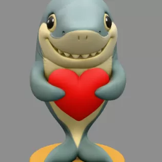 Shark with Heart — Cute Shark Pendant - Model thumbnail 6