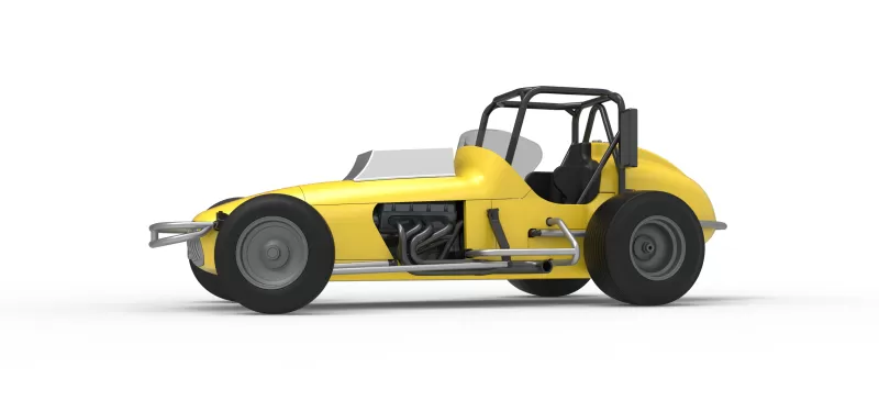 Dirt Silver Crown Champ car while turning Version 2 Scale 1:25 - Model preview 2