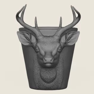 Deer Head Planter Print Ready 3D Model - Model thumbnail 3