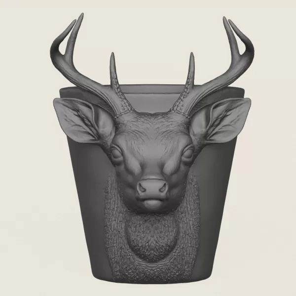 Deer Head Planter Print Ready 3D Model - Model preview 3
