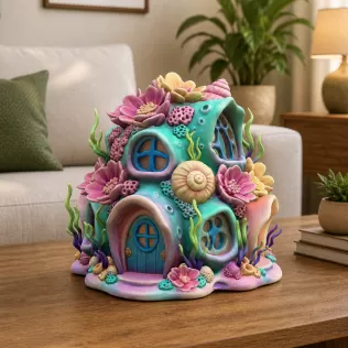 Fantasy Underwater Cottage STL File for 3D Printing