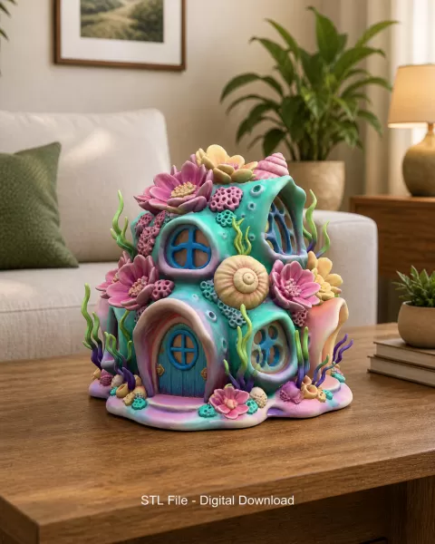 Fantasy Underwater Cottage STL File for 3D Printing - Model preview 10