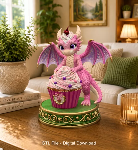 Cute Fantasy Dessert Dragon STL for 3D Printing - Model preview 2