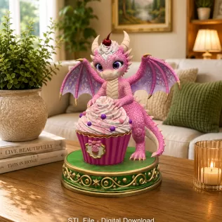 Cute Fantasy Dessert Dragon STL for 3D Printing - Model thumbnail 2