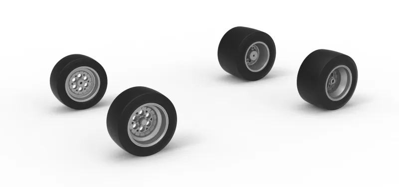 Wheel Set of Pavement Silver Crown Car Version 2 Scale 1:25 - Model preview 1