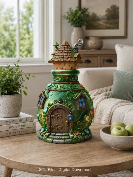 Mushroom Potion House STL File for 3D Print - Model preview 2