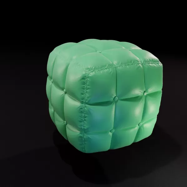 Tufted Pouf Cube Candle - Printable 3D Model - Model preview 3