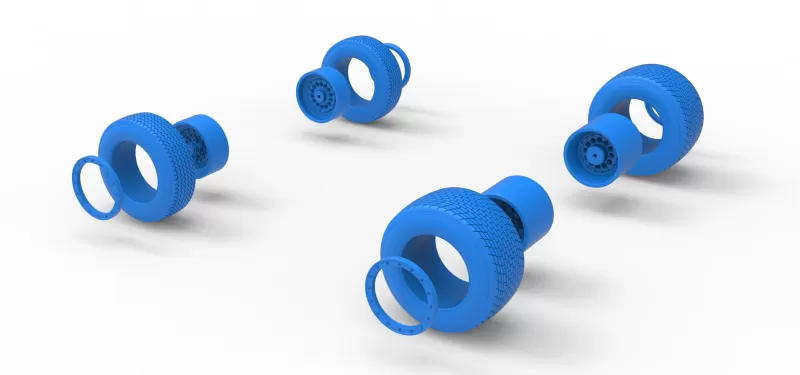 Wheel Set of Dirt Silver Crown Champ car Scale 1:25 - Model preview 12