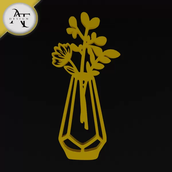 Flowers in vase - Line Art - 2D Wall Art Decor - Model preview 1
