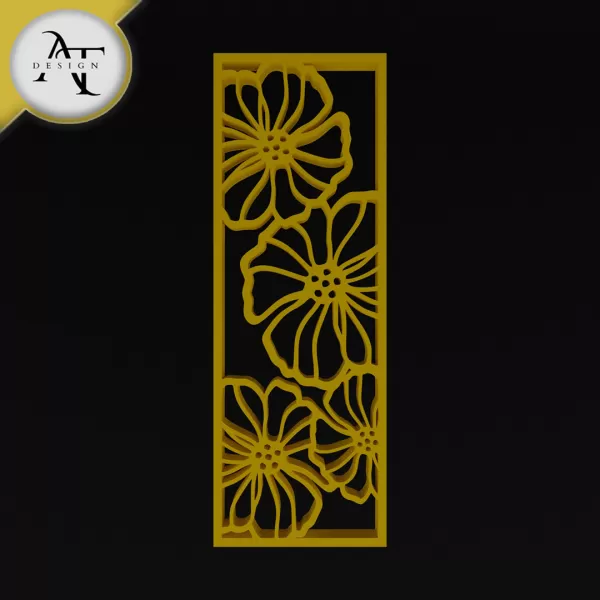 Flowers- Line Art - 2D Wall Art Decor - Model preview 1