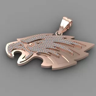 eagle head pendant with diamond - Model thumbnail 2