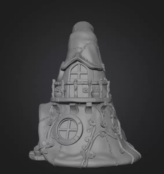 Whimsical Wizard Hat House STL File 3D Printable - Model preview 8