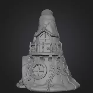 Whimsical Wizard Hat House STL File 3D Printable - Model thumbnail 8