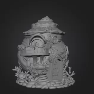 Seashell Cottage STL File 3D Printable Ocean Fantasy House