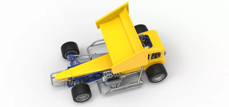 Vintage Winged Supermodified stock car Version 3 Scale 1:25 - Model preview 4
