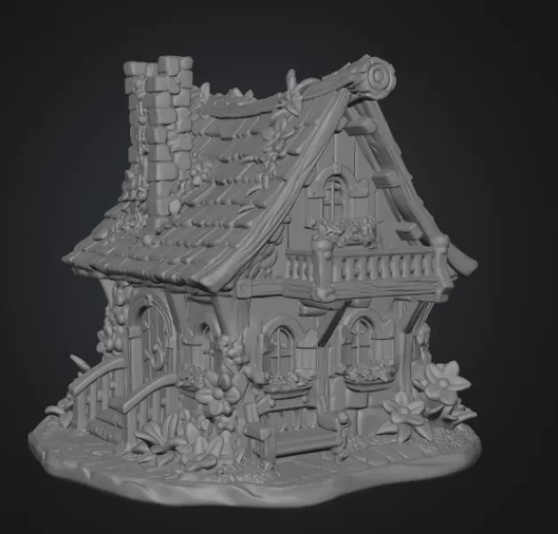 Enchanted Bloom Cottage STL File for 3D Printing - Model preview 10