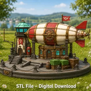 Steampunk Airship Station STL File for 3D Print - Model thumbnail 4