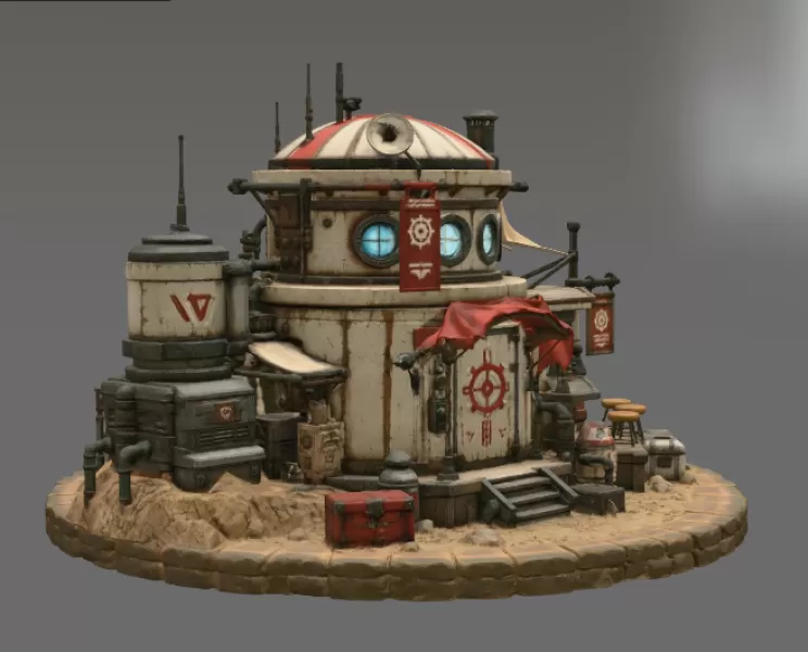 🚀 Desert Outpost Cantina STL File for 3D Print - Model preview 12