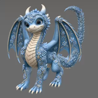 Azure Blossom Dragon STL File for 3D Print - Model thumbnail 5