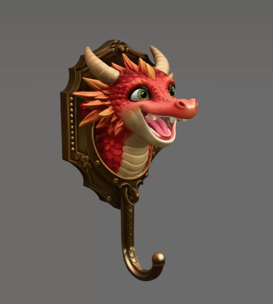 Dragon Wall Hook STL File for 3D Printing - Model preview 7