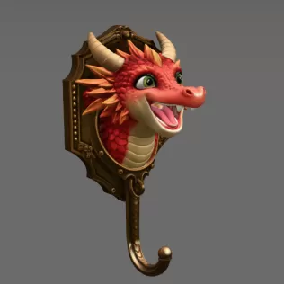 Dragon Wall Hook STL File for 3D Printing - Model thumbnail 7