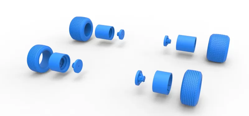 Wheel Set of Vintage Dirt Supermodified stock car Scale 1:25 - Model preview 10