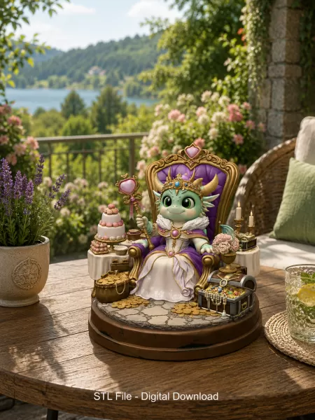 Royal Dragon Queen STL File for 3D Print - Model preview 1