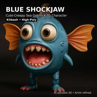 Sea Goblin Monsters – 10 High-Poly Kitbash Creature Pack - Model thumbnail 12