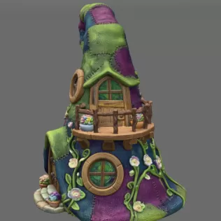 Whimsical Wizard Hat House STL File 3D Printable - Model thumbnail 4
